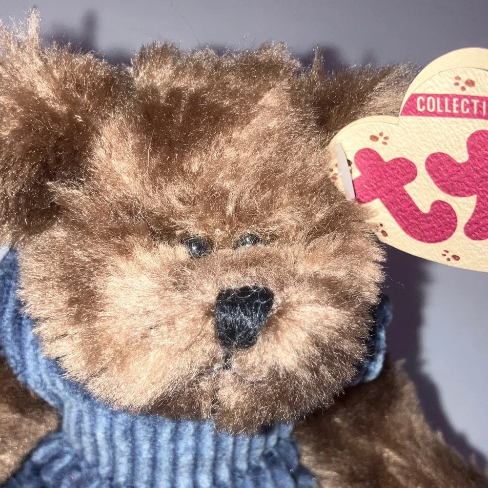 Vintage Ty Brown‎ Teddy Bear “Christopher” with Blue Corduroy Outfit 9”
